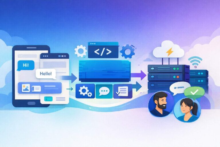Illustration showing what a Chat SDK is and how it enables real-time chat in applications