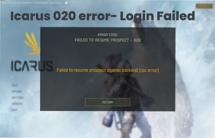 Icarus 020 error- Login Failed