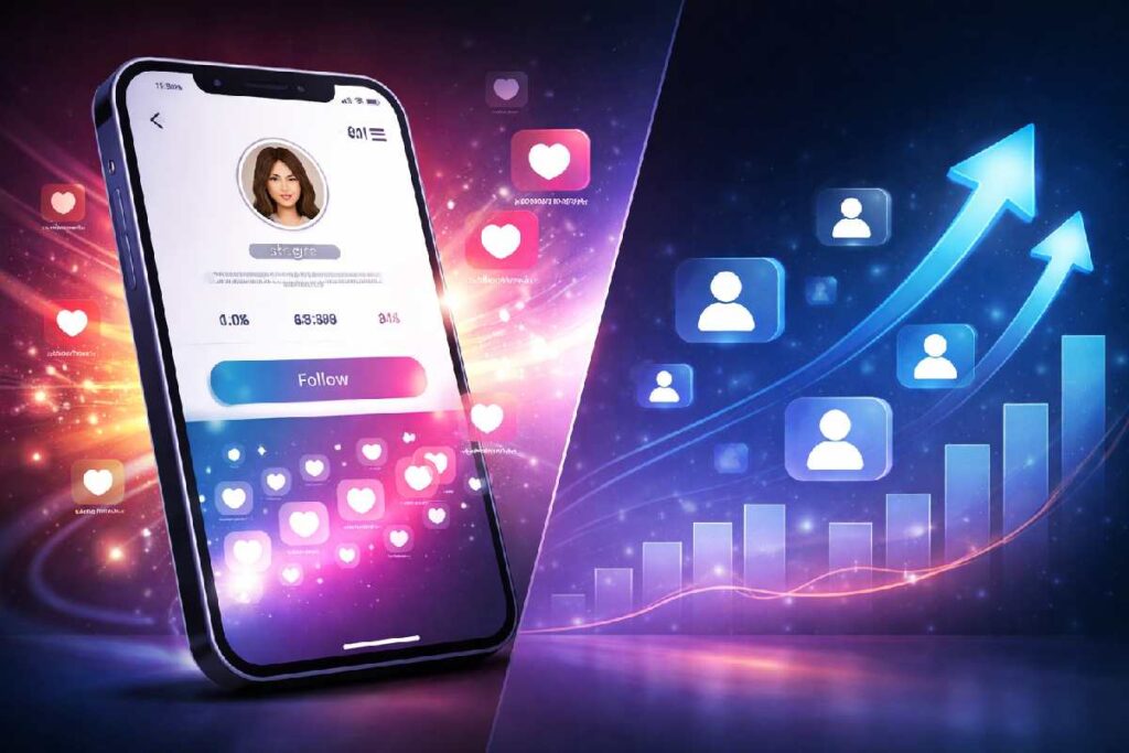 Instagram growth comparison concept showing follower increase