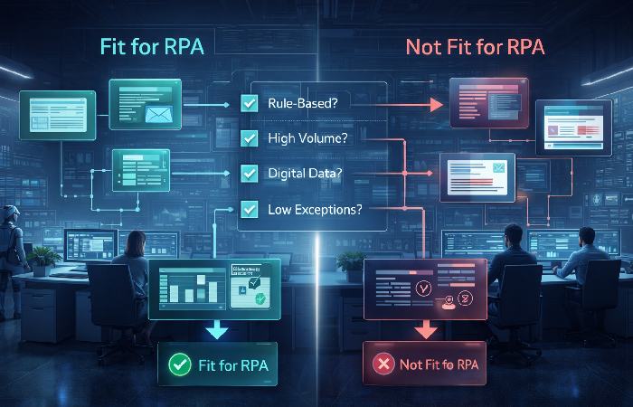 Evaluating business processes for robotic process automation suitability