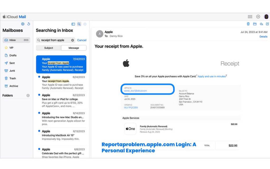 reportaproblem.apple.com login