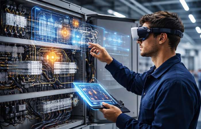 Augmented reality used in real-world work environments as part of metaverse development