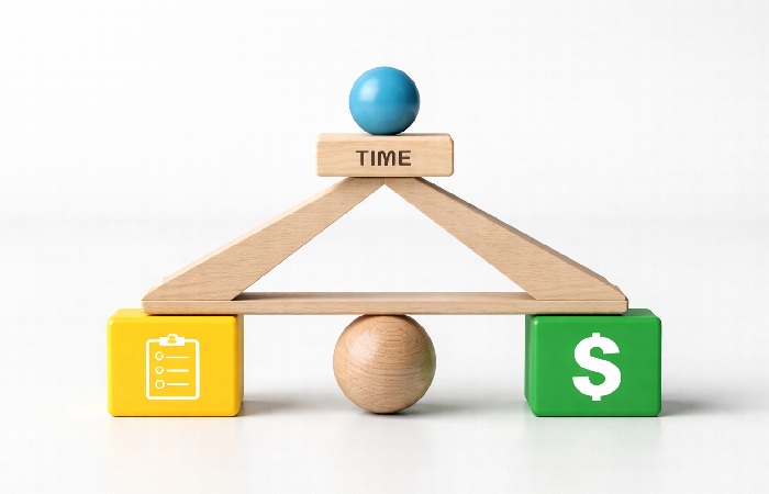 triangle concept showing balance between project constraints