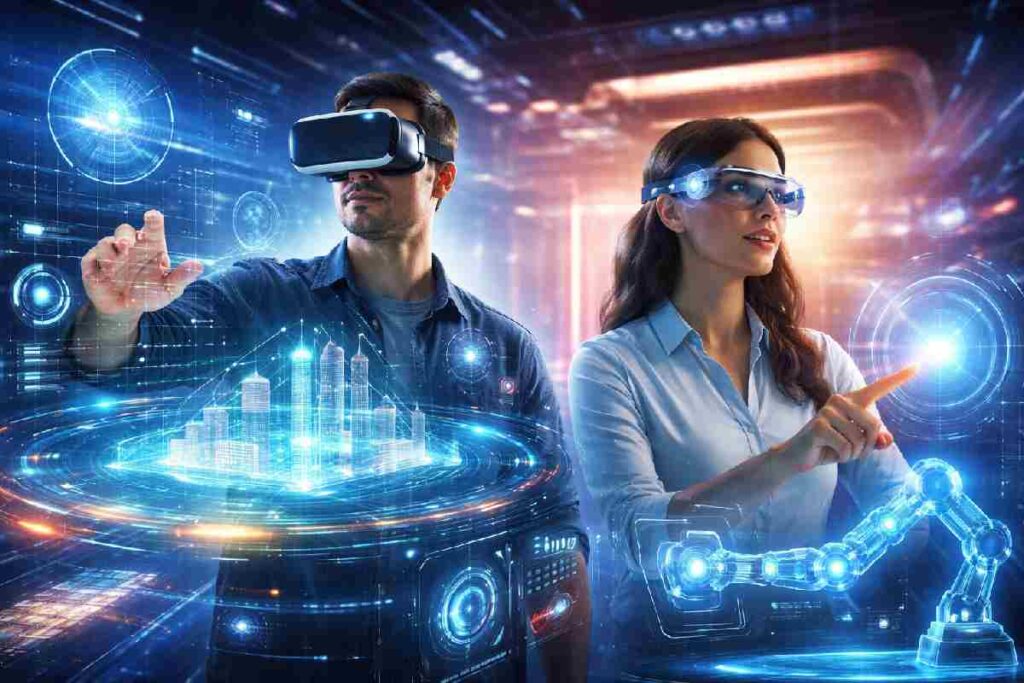 Role of AR & VR in the Development of the Metaverse Role of AR and VR in the development of the metaverse shown through enterprise spatial computing