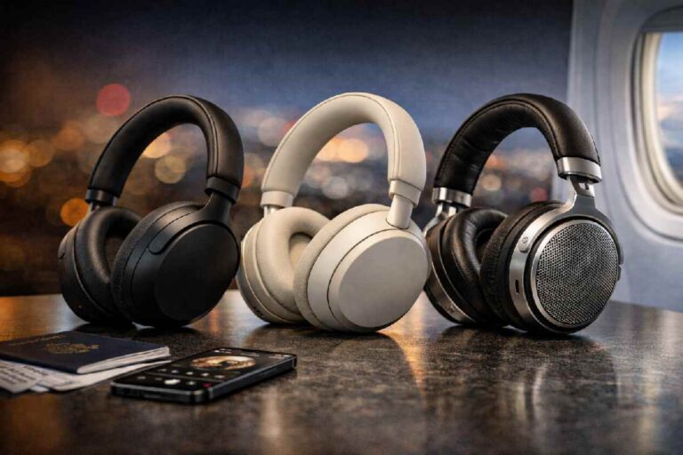 Luxury wireless headphones with premium design, advanced noise cancellation, and high-end materials