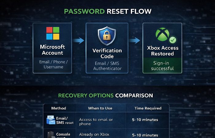 Steps to reset Xbox Live password using Microsoft account verification