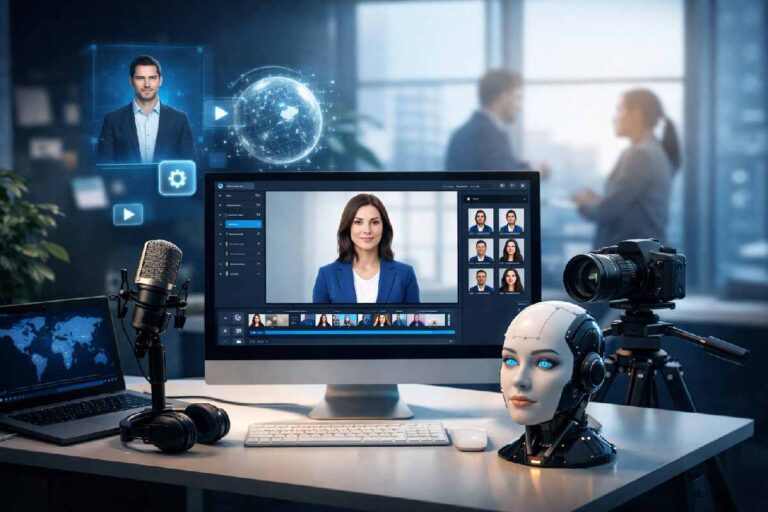 Enterprise team using Synthesia AI for training videos
