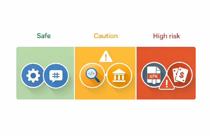 Visual representation of content risk levels from safe to high risk