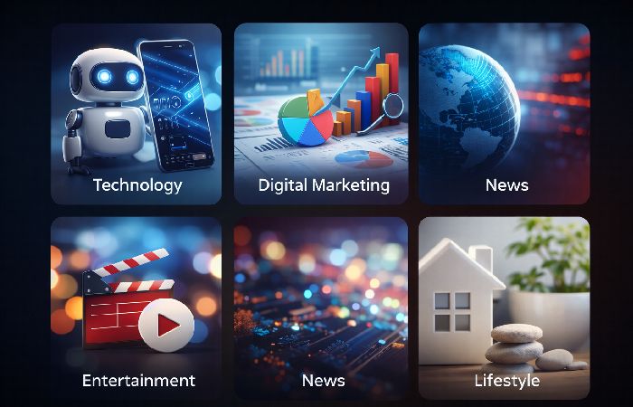visual representation of website categories like technology entertainment lifestyle