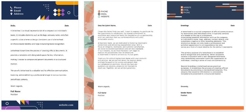 letterhead design samples