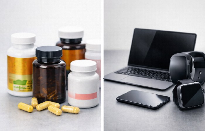 Comparison between supplement bottles and electronic devices